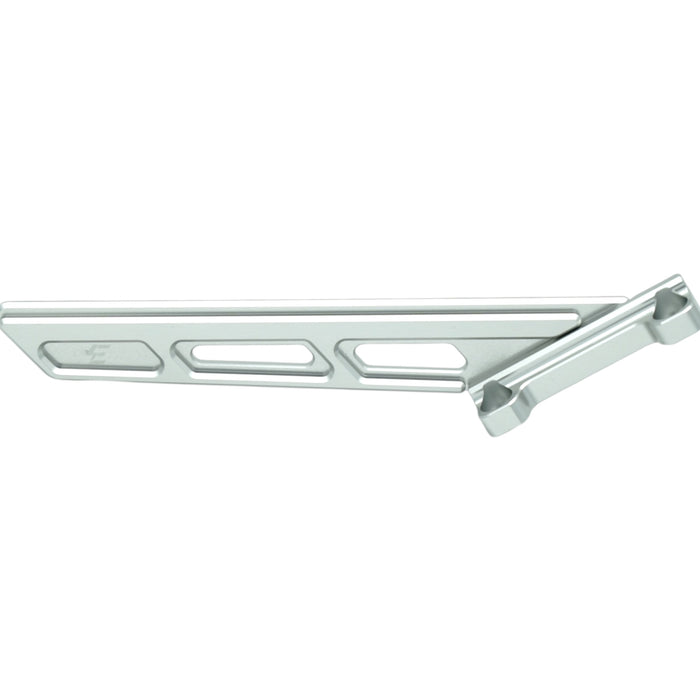 Silver anodized chain guard for Surron electric bike, lightweight aluminum