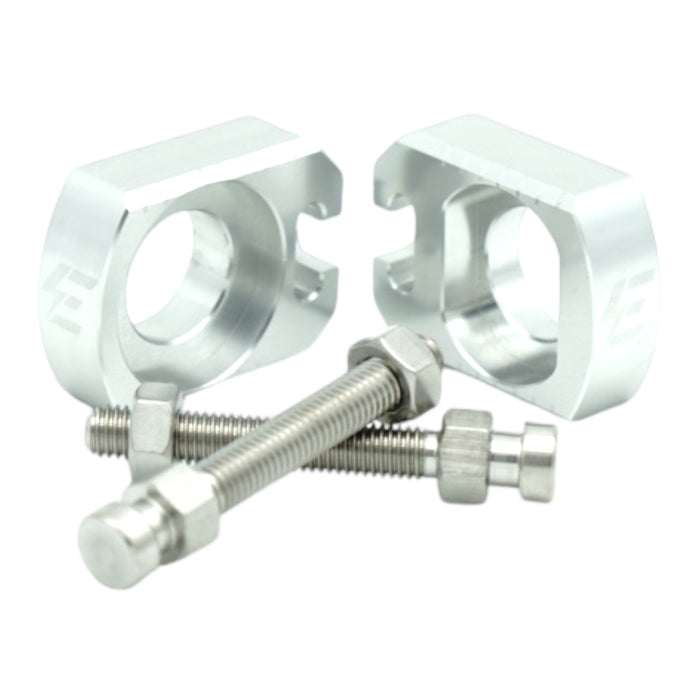Silver anodized axle clamp set with bolts for electric scooter suspension