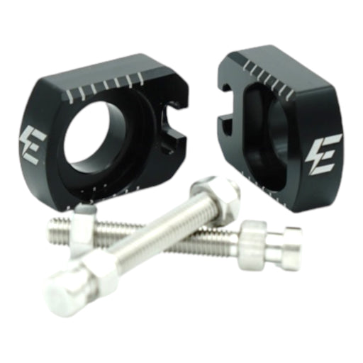 Black aluminum chain tensioner blocks with bolts for electric dirt bike