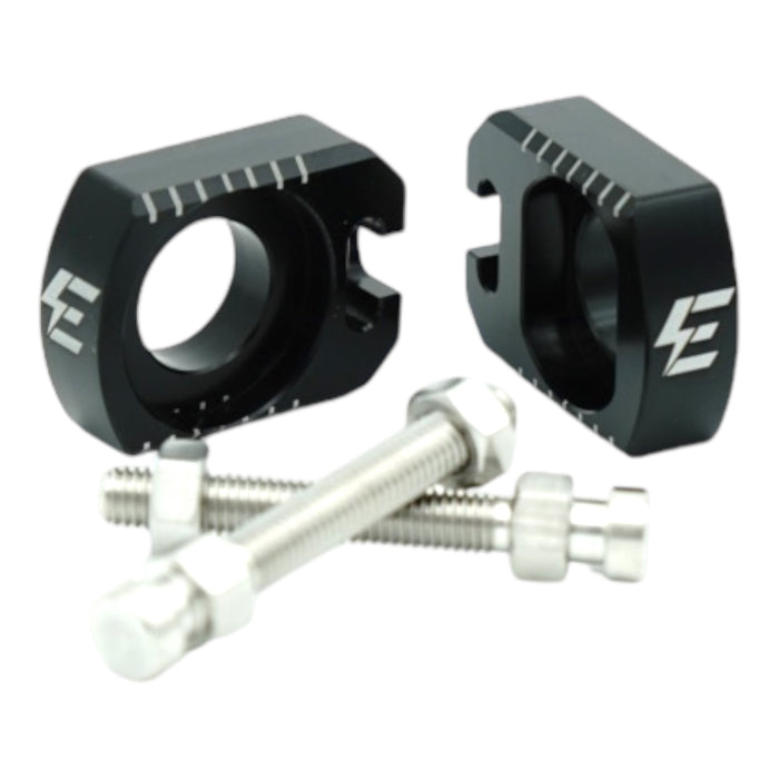 Black aluminum chain tensioner blocks with bolts for electric dirt bike