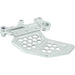 White  CNC chain guide with honeycomb cutouts and mounting bracket