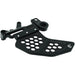 Black CNC chain guide with honeycomb cutouts and mounting bracket