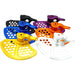 Colored motorcycle brake disc covers — anodized blue, gold, purple, orange, silver