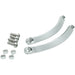 Silver anodized brake caliper adapter arms with bolts and spacers, pair