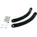 Black aluminum fork protectors with mounting bolts for dirt bike front forks