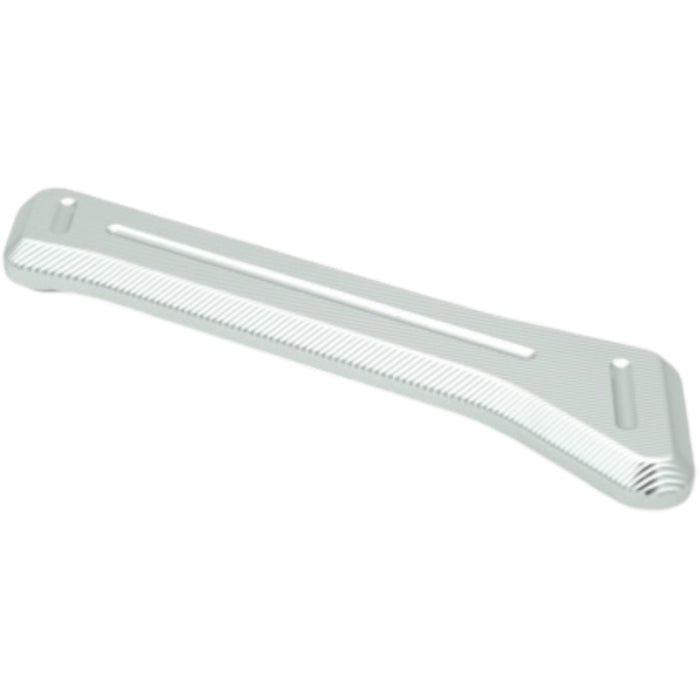 Silver anodized scooter deck brace plate with textured grip surface