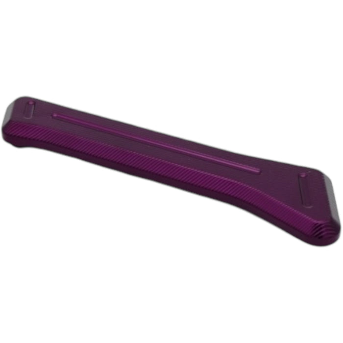 Purple anodized aluminum footboard insert for e-bike scooter, textured surface
