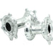 Polished silver motorcycle wheel hubs with sealed bearings, CNC machined