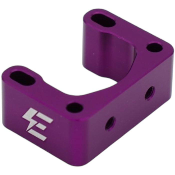 Purple anodized brake cable clamp with mounting holes