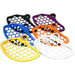 Anodized motorcycle brake disc guards in assorted colors (black, gold, blue)