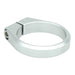 Silver aluminum seatpost clamp with single-bolt quick release, 34.9mm
