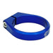 Blue anodized aluminum seatpost clamp with single-bolt design, 34.9mm