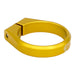Gold anodized aluminum bicycle seatpost clamp, 34.9mm quick-release style