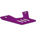 Purple skid plate bracket with ventilation slots for motorcycle protection