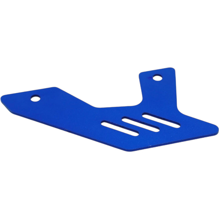 Blue anodized skid plate bracket for e-bike with mounting slots