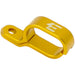 Gold anodized cable clamp with mounting hole and engraved logo