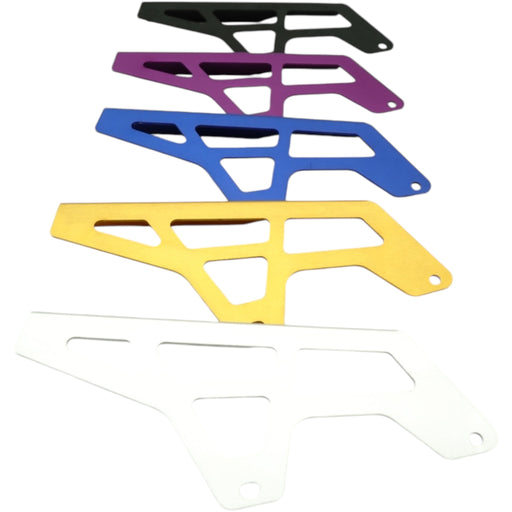 Black aluminum fork protectors with mounting bolts for dirt bike front forks