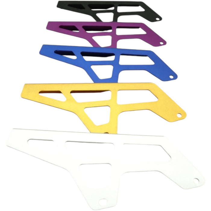 Black aluminum fork protectors with mounting bolts for dirt bike front forks