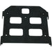 Black battery tray plate with ventilation cutouts and mounting holes