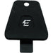 Black anodized motorcycle key cover with emoto-parts logo and mounting hole