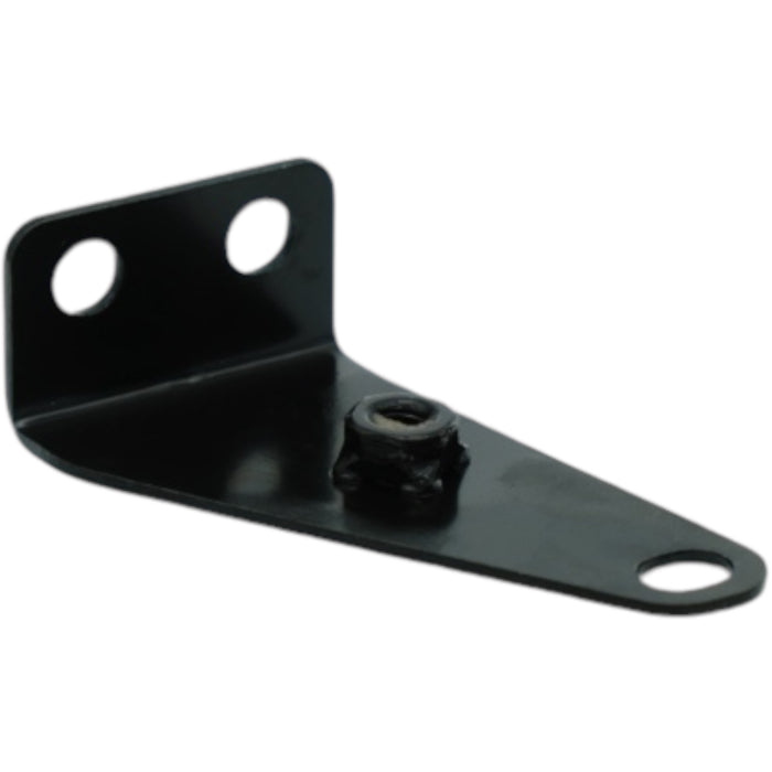 Black mounting bracket with nut and three bolt holes for motorcycle accessories