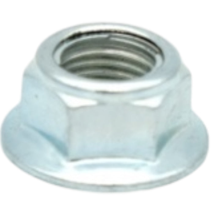 Flanged hex nut for scooter axle or mounting hardware, zinc plated