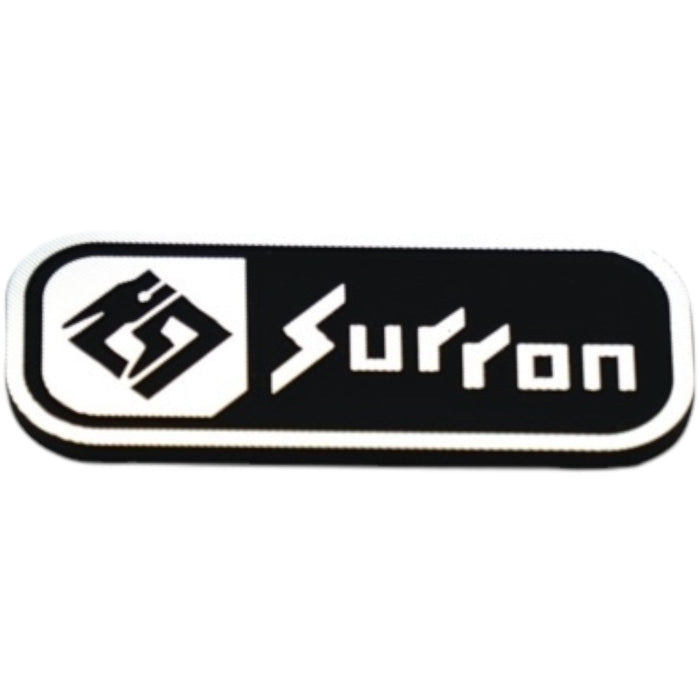 Surron black and white rubber logo badge for e-bike or motorcycle