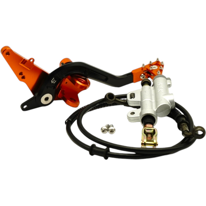 Rear brake lever and master cylinder kit for electric bike with hose and mounts