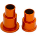 Orange anodized hub axle spacers pair for motorcycle wheel alignment, CNC aluminum