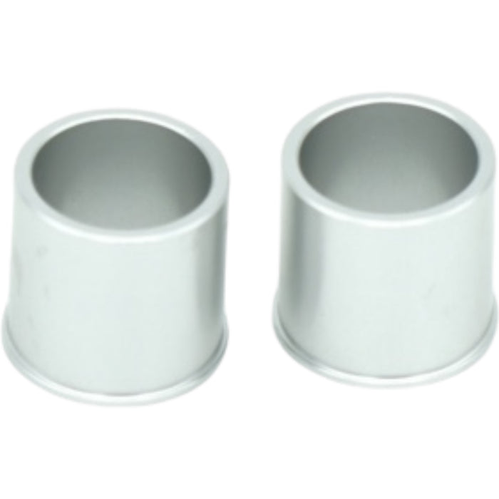 Pair of silver aluminum wheel spacer bushings for scooter or electric bike