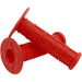 Red textured rubber scooter handlebar grips with flange, pair