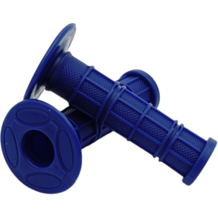 Blue textured rubber handlebar grips for BMX and e-bike, pair