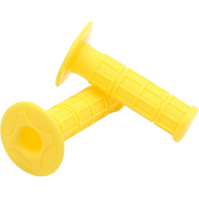 Yellow textured rubber handlebar grips for BMX and e-bike, pair