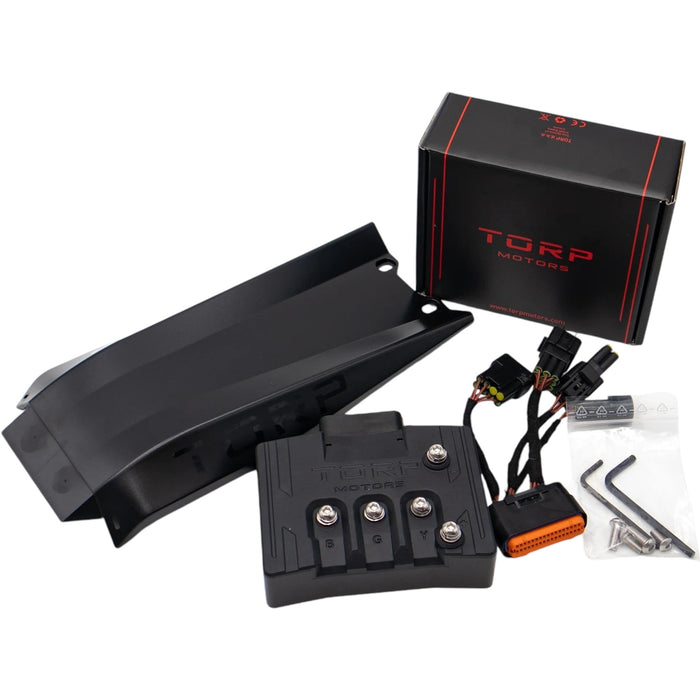 Torp Motors black motorcycle controller kit with wiring harness and mounting plate