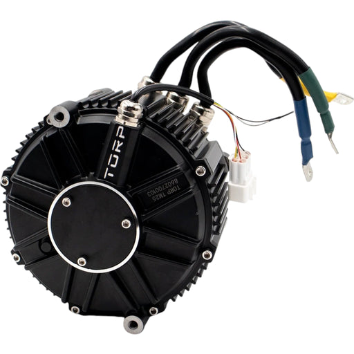 Black TORP electric scooter motor with three phase cables and connector