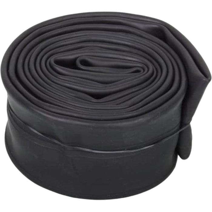 Rolled black inner tube for motorcycle tire replacement, folded compactly