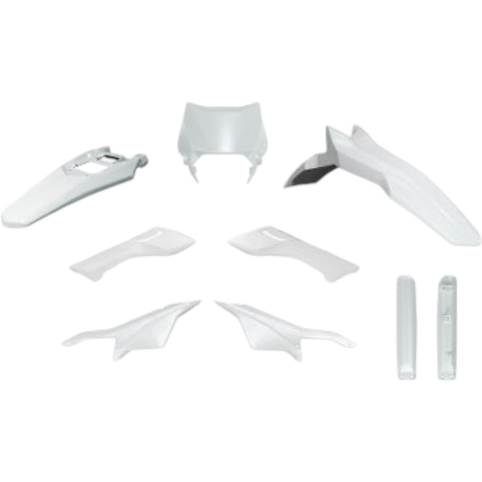 White plastic body kit for Surron electric bike: fenders and side panels