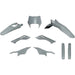 Grey plastic body fairing kit for electric dirt bike, front and rear panels