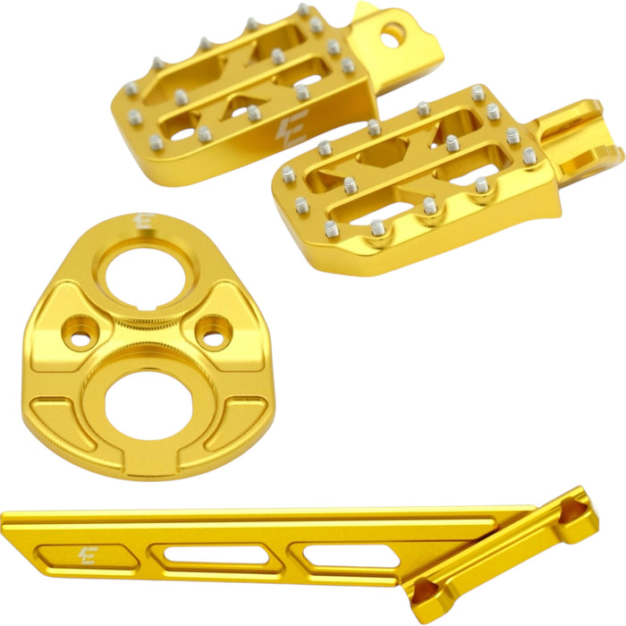 Gold anodized scooter footpeg, chain guard and mounting kit (aluminum)
