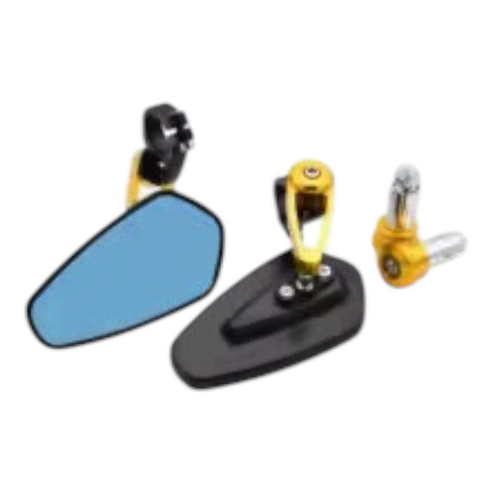 Adjustable aluminum bar-end mirrors set for electric scooters (gold/black)