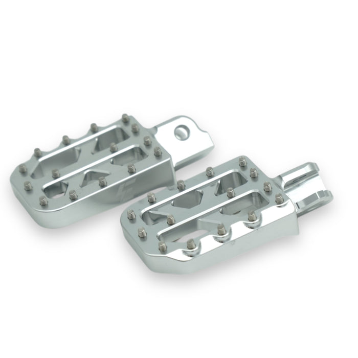 Silver anodized scooter footpegs with replaceable traction pins