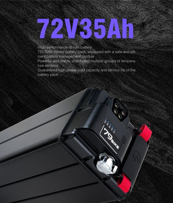72V 35Ah high-performance lithium battery pack for 79bike with safety features