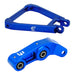 Blue anodized swingarm and linkage set for electric dirt bike, billet aluminum