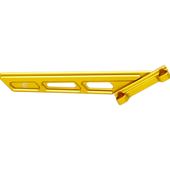 Gold anodized aluminum chain guard for e-bike, sleek lightweight design