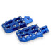 Blue anodized motorcycle foot pegs with anti-slip pins, CNC aluminum