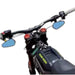 Dirt bike handlebar view with mirrors, grips, and top triple clamp