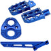 Blue anodized motorcycle footpegs and mounting kit with anti-slip pins