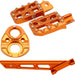 Orange anodized motorcycle footpegs and mounting kit with anti-slip pins