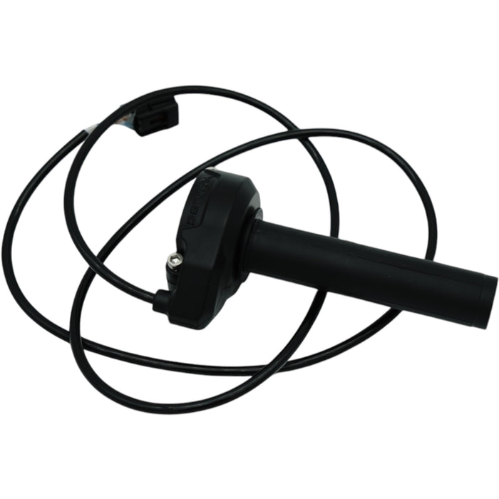 Black twist throttle grip with integrated switch and long cable for e-bike