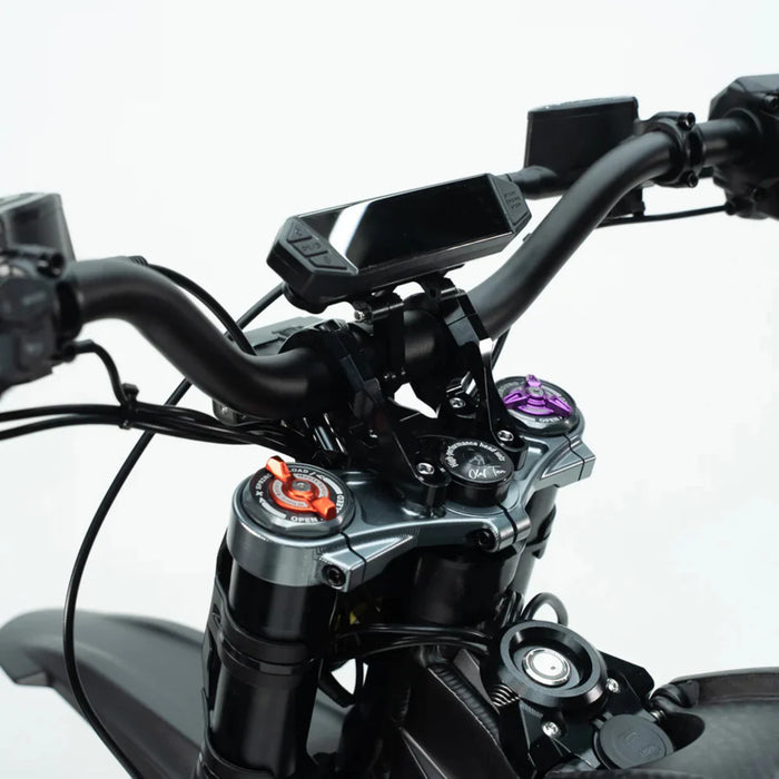 Motorcycle handlebar with digital display, CNC triple clamp and fork caps